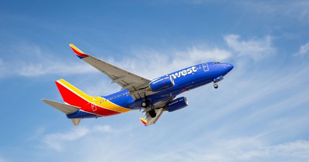 Southwest Airlines Boeing 737 equipped with SpaceX Starlink inflight connectivity system for high-speed LEO WiFi upgrade.