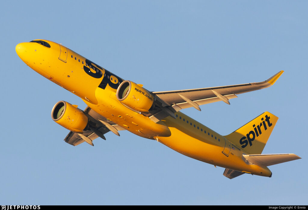 Spirit Airlines Airbus A320 aircraft amid airline network reduction and shrinking operations