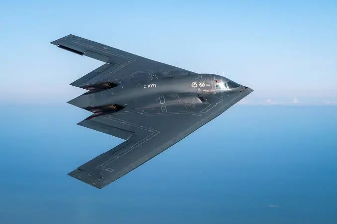 B-2 Spirit stealth bomber showing its massive 172-foot wingspan during flight