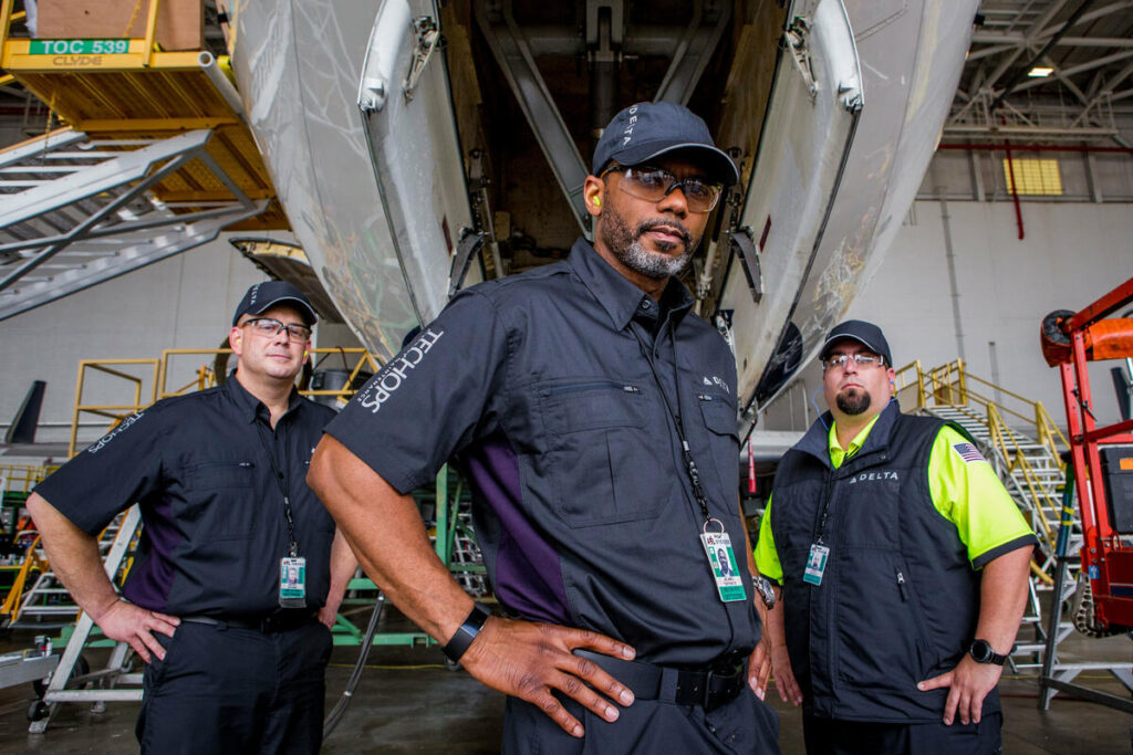 Delta AIr Lines Tech Ops unveils their new uniforms in Atlanta, Ga. on Wednesday, February 21, 2018. (Taylor Zorzi/Rank Studios)